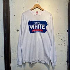 USA製 ベイサイド BAYSIDE ロンT 長袖 Tシャツ DAVE WHITE ロゴ 両面プリント サイズ：メンズ L ホワイト【UR】