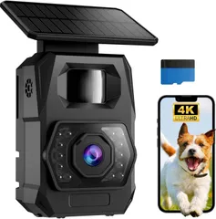 防犯カメラ トレイルカメラ 屋外 6000万画素 4K動画 小型 ソーラー 5200mAh充電式電池内蔵 & 乾電池不要 IP66防水防塵のサムネイル