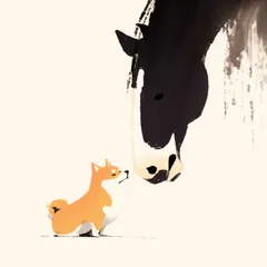 【福寿（2026年） - 柴犬・豆柴犬 No.3】ジークレー版画＊名入れOK！ 午年・馬・謹賀新年・賀正・新春・迎春・子犬・ペットロス・うちの子・記念日・アートポスター・犬の絵・犬のイラスト・ギフト・プレゼント