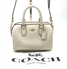 良品 COACH コーチ ロゴ レザー 2WAY ハンド ショルダー クロスボディ バッグ ホワイト k4633
