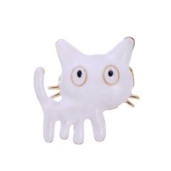 白猫 ブローチ エナメル 瞳 目 くりくり キャット アニマル 動物 ペット ねこちゃん お揃い ギフト ペア 贈り物 贈りもの 新品