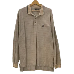 90's CHAPS RALPH LAUREN 90年代 チャップス ラルフローレン ヴィンテージ 長袖 ポロシャツ ワンポイント刺繍 オーバーサイズ ビッグシルエット Lサイズ ベージュ