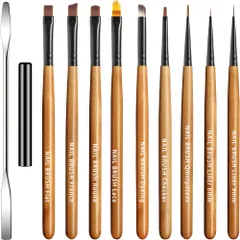 新品 ジェルネイル 筆 セット（高級木製ハンドル） ジェルネイル ブラシ ペン セット キャップ付き ネイルアートブラシ 筆 蓋付き 初心者・10本セット・プロ仕様/セルフキット