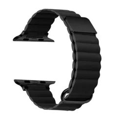 Apple Watch バンド レザー バンド マグネット ループ ブラック  高級 合皮 レディース おしゃれ かわいい series 8 7 6 5 4 3 SE 38 40 41 42 44 45mm 合皮 ブランド ビジネス カジュアル