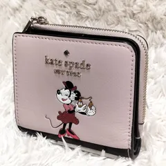 【極美品】kate spade　二つ折り財布　ディズニーコラボ　ミニーちゃん　ラウンドファスナー　グレインレザー　ピンク