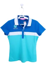 【美品】VIVA HEART(ビバハート) ポロシャツ 青系 レディース 42 ゴルフ用品 2412-0489 中古
