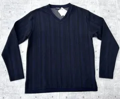 新品 nano universe ジャガードストライプ VネックTシャツ ロンT　　ナノユニバース 長袖Tシャツ ストレッチ 柔らかい上質素材 柳9552 裾スリット ロングスリーブ ハイクオリティー