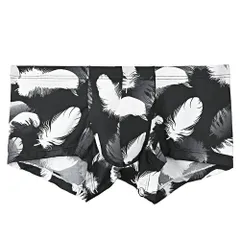 ボクサーパンツ メンズ ショーツ 前閉じ ローライズ コンパクト 柄物 さらさら ツルツル ストレッチ おしゃれ 大きいサイズ セクシー スカル 鹿 羽 蝶 花 qx002