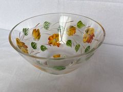 POLONIA ハンドカットクリスタル ボウル 花柄 アンバー - メルカリ