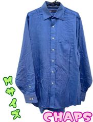 CHAPS　メンズ　長袖シャツ　ヘリンボーン柄　ストライプ　春秋向け　薄手　胸ポケットつき　ブルー　Mサイズ　U-458