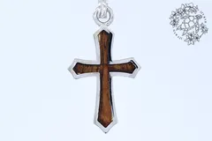 ペンダントトップ　クロス　コアウッド　シルバー　メンズ　レディース　ペア　【S size】　ハワイアンジュエリー　ハワジュ　SSP19KW