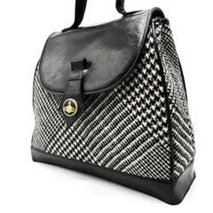 【美品】 Vivienne Westwood Y2K orb vintage leather Houndstooth pattern tweed hand bag unisex ヴィヴィアンウエストウッド ハンドバッグ 千鳥柄