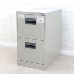 PLUS プラス DTN 2段ファイルキャビネット グレー 書類棚 引き出し スリム シンプル ワーク ラッチ機構 鍵有 EG17181 中古オフィス家具
