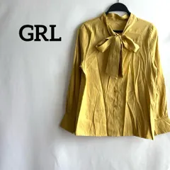 GRLグレイル黄色イエロー長袖ブラウスリボンフリーサイズ無地高級感上品かわいい