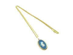■美品■ WEDGWOOD ウェッジウッド ジャスパー カメオ ネックレス ペンダント アクセサリー レディース  ブルー系×ゴールド系 DI9456