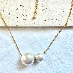 コットンパール２粒ネックレス【サージカルステンレス】ホワイト