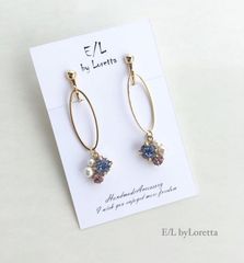 ご予約品◇一点物✧ゴールドシーンサファイア×ブルーサファイアピアス 
