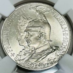 1901 ドイツ プロイセン 2マルク銀貨 NGC MS64 建国200年記念 - サガミ