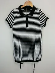 【未使用品】adidas(アディダス) ポロシャツ（ロング） 黒×白細ボーダー レディース XS E84825 ゴルフウェア 1808-0222 新品