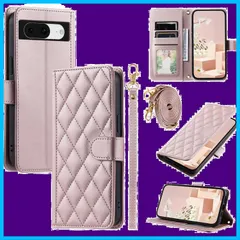 高質PU マグネット開閉式 スマホカバー pixel8 カード収納 財布型 かわいい ケース スタンド機能 ケース 手帳 8 液晶全面保護 8 ピクセル レンズ保護 グーグル エレガント キルティグレザー調 ショルダーストラップ付属 艶がある カバー (ローズ