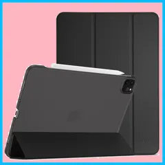 三つ折り スタンド スリム 2018） 2020 スマートカバー 2021 第6/5/4/3世代に適用（2022 ケース Pencilのペアリングと充電に対応 12.9 Pro iPad - iPad (2024) M2 ブラック 13インチ Air ProC