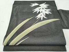 夏帯 京袋帯 市松 ススキ 銀糸 黒 モダン #1055 - メルカリ