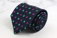 ジェイプレス ブランド ネクタイ シルク 小紋柄 動物柄 総柄 ハンドメイド PO メンズ ブラック J.PRESS 【中古】