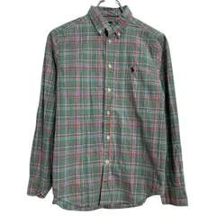 Ralph Lauren 長袖 チェックシャツ L キッズ 150～ グリーン ピンク ホワイト ラルフローレン ボタンダウン 古着卸 アメリカ仕入 a701-5171