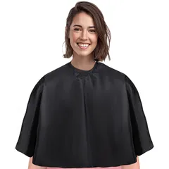 YIBOOOM シャンプーケープ 散髪ケープ 美容院 理容室 散髪マント 自宅 ヘアカット 大人 子供 兼用 調節可能 ヘアーエプロン 折り畳み 防水 静電防止 散髪道具 （ブラック）