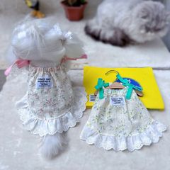 犬服ハンドメイドclassical flower襟付きサイドフリル付きワンピ