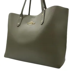 良品<!-利用不可文字-!>COACH トートバッグ レザー 緑 カーキ 大容量 ユニセックス A4 COACH コーチ トートバッグ ショルダーバッグ レザー 緑 グリーン カーキ 大容量 ユニセックス A4 通勤通学