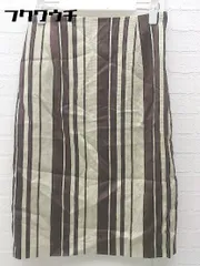 ◇ Rouge vif ルージュ ヴィフ サイドジップ ストライプ 膝丈 タイト スカート サイズ38 ベージュ ブラウン レディース 【中古】 【1002800482429】