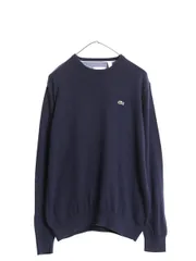 【お得なクーポン配布中!】 ラコステ コットン ニット セーター メンズ L 古着 プルオーバー クルーネック ワンポイント ハイゲージ シンプル きれいめ リブ編み 薄手