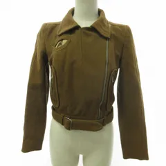 カルヴェン CARVEN 美品 ライダースジャケット ブルゾン ショート丈 茶 ブラウン 36 約XS 1006のサムネイル
