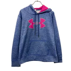 UNDER ARMOUR ロゴスウェット パーカー S ブルー ピンク アンダーアーマー ビッグロゴ スポーティ 古着卸 アメリカ仕入 a709-6316