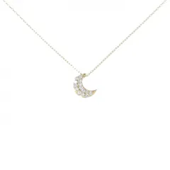 【新品】K18YGムーン  ダイヤモンド ネックレス 0.10CT