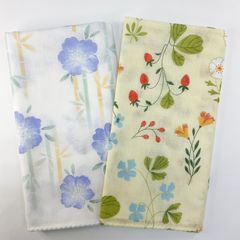 ダブルガーゼ手ぬぐい 2枚セット【竹林の花ホワイト さんぽ道イエロー】和晒しガーゼ おまとめ買いがお得 薄い 汗取り ご旅行にも 出産祝い 沐浴 新品未使用品 日本製