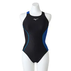 【新品】ミズノ 女子 レディース 競泳水着 練習用 Sサイズ ミディアムカット ブラック×ブルー N2MA277592