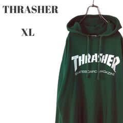 THRASHER スラッシャー プルオーバー パーカー グリーン ビッグロゴ メンズ XLサイズ