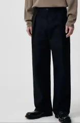 （ 36 ) ムシンジ スタンダード ツータック ワイド チノパンツ 黒 *新品* 販売中のサムネイル