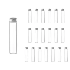 ★即日発送★Charmoon 小瓶 透明 ガラス ミニボトル 蓋付き 密閉 小物 液体 保存 20個 セット (25ml シルバー)