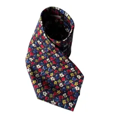 GIVENCHY ジバンシー ネクタイ ネイビー レッド シルク イタリア製 花柄 総柄