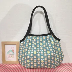 グラニーバッグ（北欧風＊まるいお花＊ブルー）