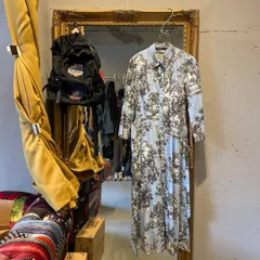 @ ZARA ザラ BASIC ベーシック ブルー　長袖　シャツ　花柄 総柄 ワンピース ロング