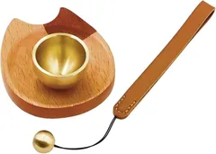 ZERONOWA ペット 仏具 仏壇 ミニおりん 3点セット ねこ耳台座 りん棒 ペット供養(ブラウン)