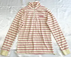 peary gates パーリーゲイツ  ボーダー　ハーフジップ　長袖　カットソー　ゴルフウェア　イエローベージュ　ピンク　0サイズ　S