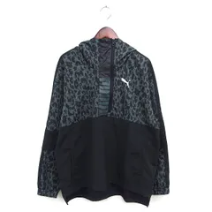 プーマ PUMA TRAIN 国内正規品 スポーツウェア トレーニングウェア パーカー ハーフジップ アウター ロゴ プリント ヒョウ柄 レオパード柄 M 黒 ブラック /NT10