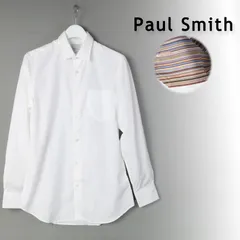新品 Paul Smith ポールスミス ブロード ダブルカフス ドレスシャツ / 553101 ホワイト ビジネス カジュアル ブロードシャツ マルチストライプ　長袖シャツ　日本製　M -957