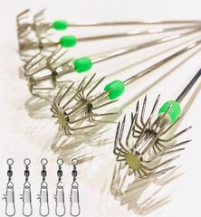 イカフック5本セット スナップ付き イカフック イカ ウキ釣り エギング ヤエン 2段針 烏賊釣り イカ釣り 烏賊フック 烏賊エサ釣り イカ餌釣り