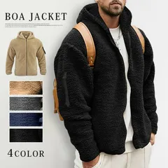 ボアジャケット メンズ 未使用 大きいサイズ 秋 冬 ブルゾン 防寒 裏ボア パーカー もこもこ フード付き フリースジャケット 厚手 保温 ジャケット 両面ボア アウター トップス 暖か 長袖 ビッグシルエット 無地 yifengyud21